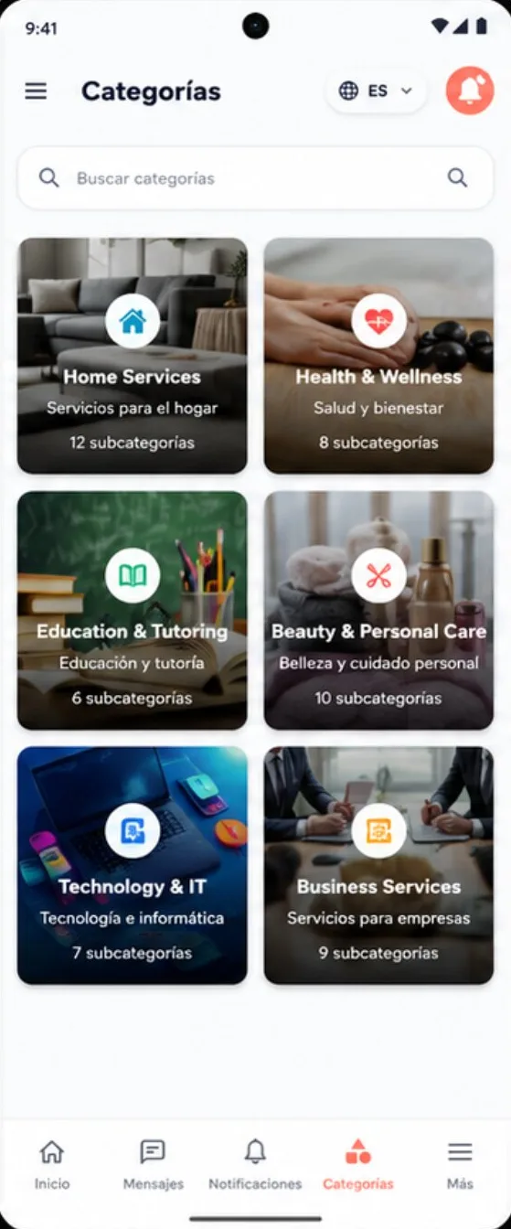 Categorías de servicios