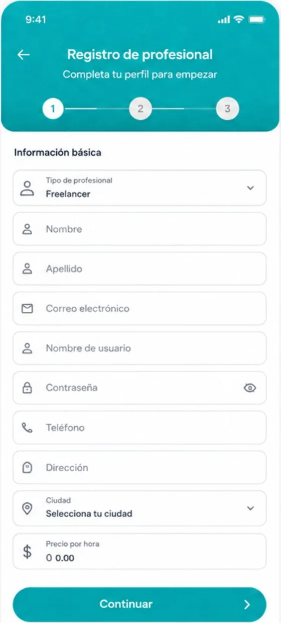 Registro de profesional paso a paso